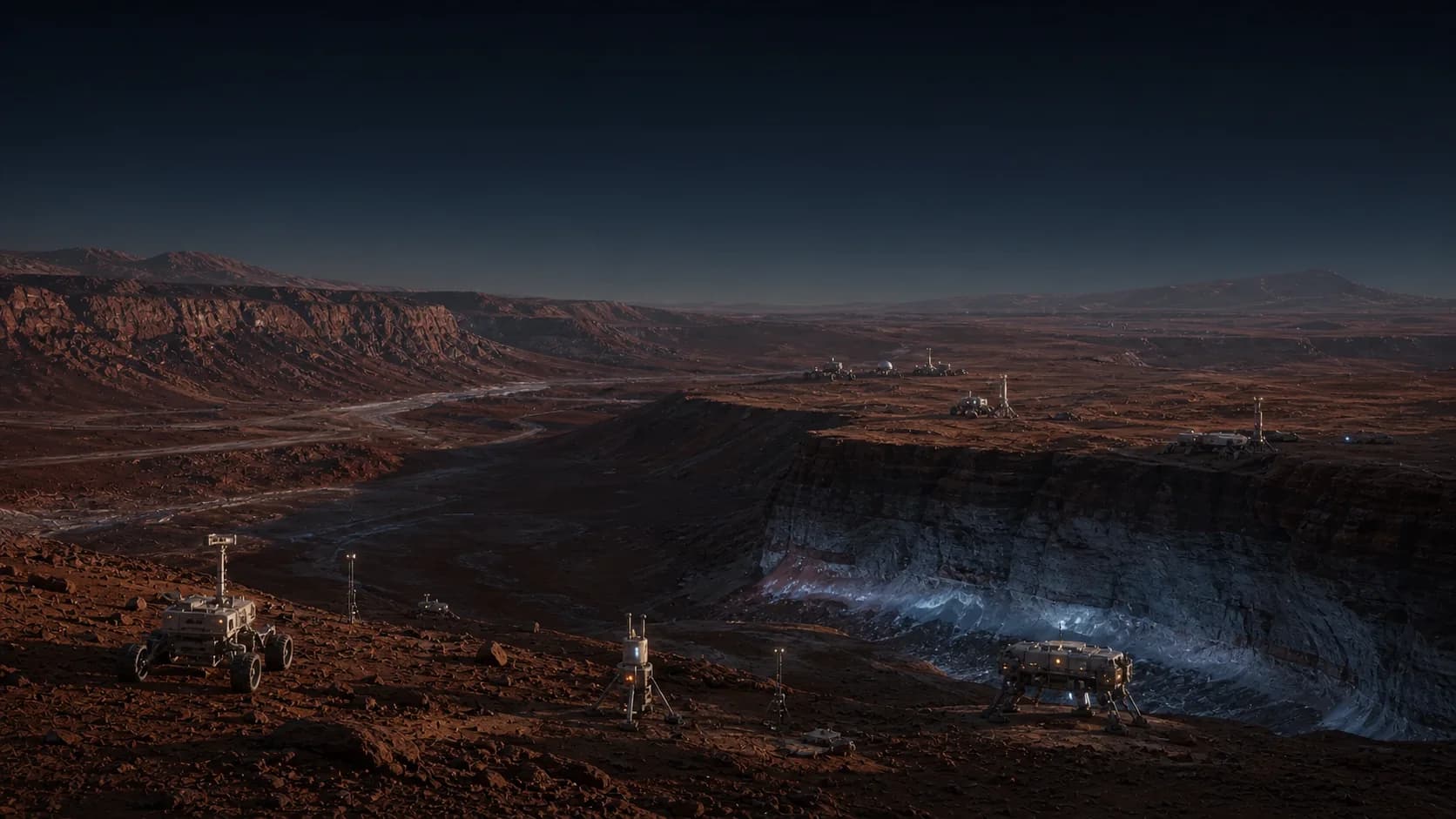 Des rovers comparent plusieurs sites d’implantation près d’une réserve de glace martienne